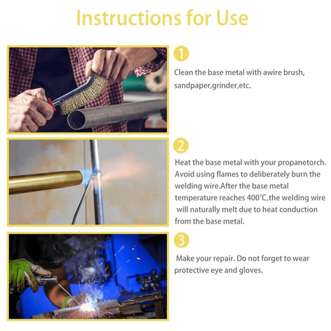 Instructions for using 55 Pcs Aluminum Brazing Rods Set For Welding Aluminum Low Temperature Easy Melt No Flux Required