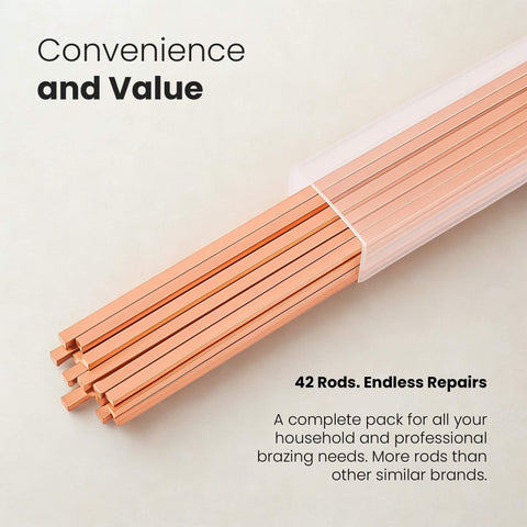 42 Pcs BCuP-5 15 Percent Silver Brazing Rods For HVAC Refrigeration And Industrial Welding Pro Grade Flat Phosphorus Copper