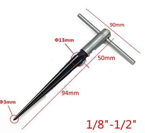 Bridge Pin Hole Reamer Set For Woodworking 1/8 To 1/2 Inch (3 To 13mm) And 5 To 16mm T Handle Handheld Chamfer Reamer With 6 Flutes