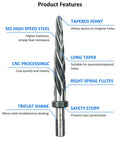 Image of Pro Grade 5/8 Inch Bridge Reamer Drill Bit With 1/2 Inch Shank HSS Taper Chucking Reamer, highlighting features.