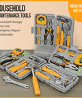 20 Piece Basic Tool Kit With Mini Toolbox For Home Repairs And Office Maintenance Easy To Use For Beginners And Gals Includes Hammer Adjustable Wrench Pliers Screwdrivers And More For DIY Projects And Everyday Fixes Bright Yellow displayed in open case