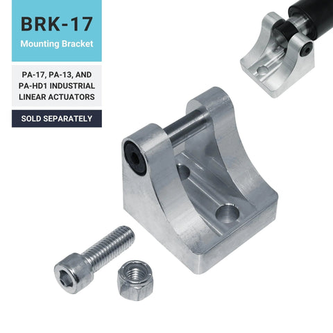 BRK-17 mounting bracket and hardware for Beefy 12V High Force Linear Actuator With 6 Inch Stroke Delivers Up To 2000 Lbs Push Pull And IP65 Protection For Agriculture Automotive And Industrial Use PA 17 Model From Progressive Automations.