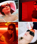 Women using Broad Spectrum Red Light Therapy Glasses 200 To 2000nm Eye Protection For IPL in various phototherapy settings.