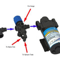 Universal Broadcast Sprayer Pressure Regulator With Quick Connect Bypass Port for spray gun, boom, and tank connection, shown in diagram.