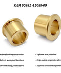 Close-up of bronze bushing from 12 Piece Bronze A Arm Control Bushings Kit For Yamaha Banshee 350 Grizzly 125 Warrior 350 Blaster 200 Raptor 660 700 YFZ450 And Other Yamaha Quad Bike Models From 1987 To 2024 OEM 90381 15088 00 Direct Fit Upgrade For Smooth Handling
