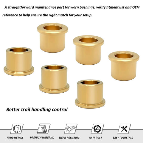 12 Piece Bronze A Arm Control Bushings Kit For Yamaha Banshee 350 Grizzly 125 Warrior 350 Blaster 200 Raptor 660 700 YFZ450 And Other Yamaha Quad Bike Models From 1987 To 2024 OEM 90381 15088 00 Direct Fit Upgrade For Smooth Handling showing 6 bronze bushings