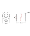 Technical diagram of Self-Lubricating Sintered Bronze Bearing Sleeve Set 14mm Bore x 20mm Outer Diameter x 15mm Length