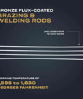 Bronze Flux Coated Brazing And Welding Rods For Everyday Repairs On Steel Cast Iron And Copper Four 12 Inch Rods