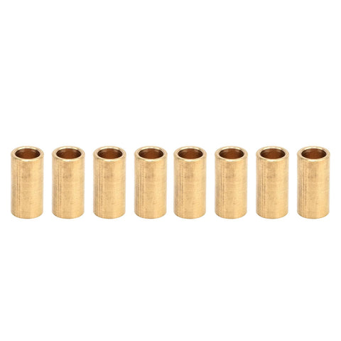8 Piece Bronze Bushing Set Copper Plain Sleeve Bearing 8mm X 11mm X 22mm Oilless Brass Construction arranged in a row