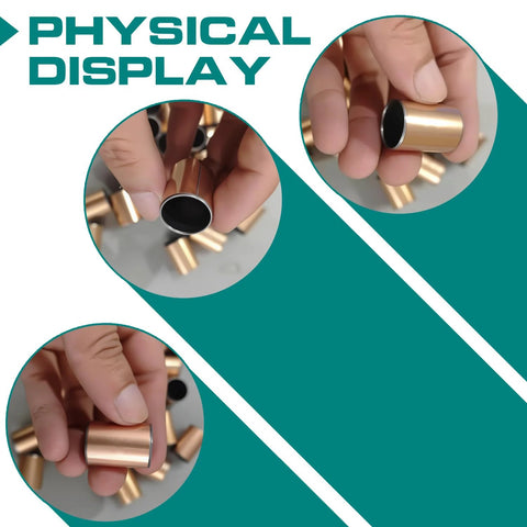 Four Pack Sleeve Bearings 12x16x20mm Oilless Self Lubricating Bronze Bushings in hand for industrial machinery and automotive applications
