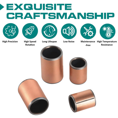 20 Pieces Sleeve Bearings 6mm Bore 8mm OD 10mm Length Oilless Self Lubricating Bronze Bushings with icons of craftsmanship features