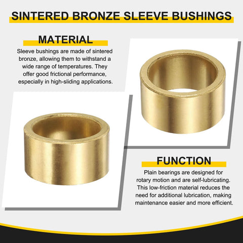 Three bronze sleeve bearings with 30mm bore, 38mm OD, 32mm length; self-lubricating sintered bronze bushings.