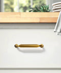 Six Pack Champagne Bronze Top Cabinet Pulls Three And Three Quarters Inch Hole Center Solid Zinc Alloy Drawer Handles In Dark Gold Finish