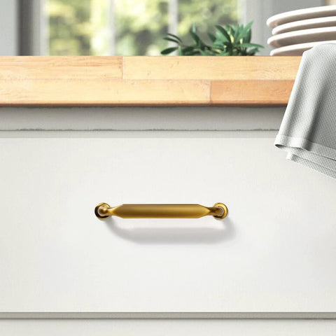 Six Pack Champagne Bronze Top Cabinet Pulls Three And Three Quarters Inch Hole Center Solid Zinc Alloy Drawer Handles In Dark Gold Finish