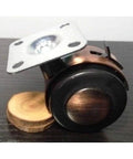 Bronze Caster Wheel 2" inch - Steel 4-Hole Plate Mount - Brake features twin wheels, swivel plate, and brake for furniture.