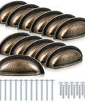 Brass Bronze Cup Drawer Pulls Set Twelve Pack Cabinet Cup Pulls For Kitchen And Furniture Three Inch Center To Center Spacing Durable Bronze Hardware For Cabinets Drawers And Furniture Includes Screws For Varying Thicknesses