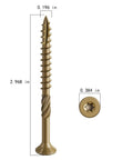 Size 10 Deck Screws 3 Inch Bronze Exterior Wood Screws 137 Pack Epoxy Coated Rust Resistant T25 Star Bit with measurements