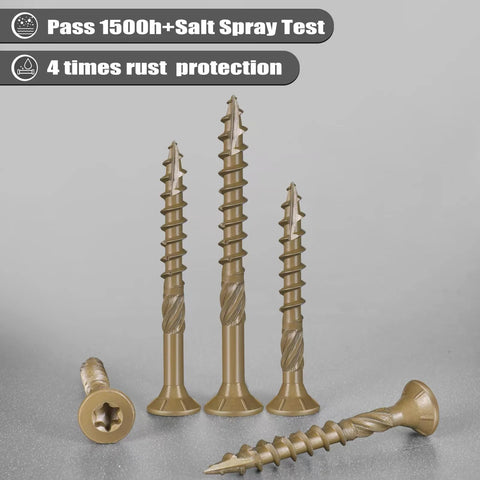 Deck Screws 14 By 6 Inch Heavy Duty Exterior Wood Screws Torx Drive Head Bronze Rust Resistant Epoxy Coated Long Outdoor Screws