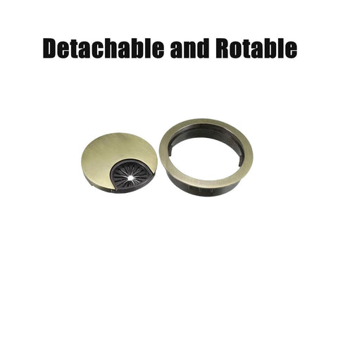 Bronze Desk Grommets 4 Pack 2 Inch Diameter Cable Hole Covers shown in detachable parts