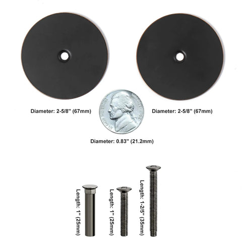 Oil Rubbed Bronze Door Hole Cover Plate Set fills unused knob and deadbolt openings, includes two 66mm plates and screws