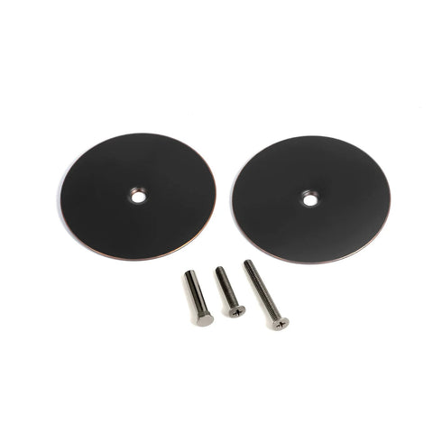 Oil Rubbed Bronze Door Hole Cover Plate Set fills unused knob and deadbolt openings on interior doors, boosting security and privacy while a neat, finished look; includes two 66mm plates and screws to fit 12-54mm holes.
