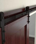 Oil-Rubbed Bronze Door Strap Hanger Pair For Sliding Door Track Kits With Installation Hardware Includes Two Hangers To Add An Extra Door To Your Sliding System Durable Steel Construction For Long Lasting Performance installed on wooden door and track