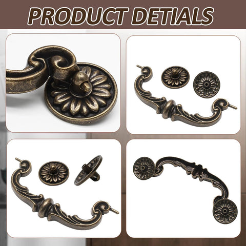 Close-up of Vintage Drop Bail Drawer Pulls 6 Inch Center To Center 150mm Bronze Zinc Alloy Cabinet Handles, 4 Pack