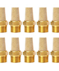 Pack of 10 Air Pneumatic Mufflers, 1/4" Male Thread Sintered Bronze Exhaust Muffler Silencers shown in a row