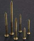 Assorted size bronze deck screws with serrated threads, featuring Size 10 Deck Screws 3 Inch Bronze Exterior Wood Screws 137 Pack Epoxy Coated Rust Resistant T25 Star Bit
