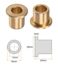 2 Pack Bronze Flange Bearing Sleeve Self Lubricating Bushing For Industrial Equipment, showing dimensions and design, 13mm bore.