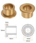 Heavy Duty Bronze Flange Bearing Sleeve 14mm Bore 20mm OD 16mm Length 3mm Flange Thickness 26mm Flange Diameter Self Lubricating Bushing Two Pack
