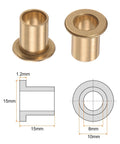 2 Pieces Flange Bearing Sleeve Bronze Self Lubricating 8mm Bore 10mm OD 15mm Length Flange Diameter 15mm Diagram View