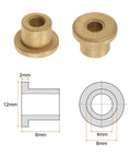 Self Lubricating Bronze Flange Bearing Sleeve Kit 8 Piece 4mm Bore 8mm OD 8mm Length 2mm Flange Thickness 12mm Flange Diameter Bronze Bushing