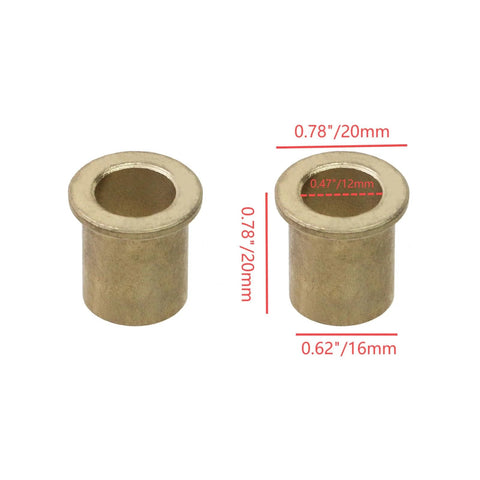 Flange Bearing Sleeve Set 6 Pcs Bronze Self Lubricating Bushings OD 20mm ID 12mm Length 20mm shown with dimensions