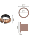Two Pieces Flange Sleeve Bearings 20mm Bore 23mm Outside Diameter 12mm Total Length 29mm Flange Diameter One Point Five Millimeter Flange Thickness