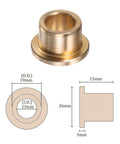 Bronze Flange Bearing Sleeve 13mm Bore 19mm Outer Diameter 15mm Flange Thickness Self Lubricating Bushing for machines with diagram