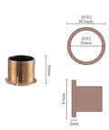 Flange Sleeve Bearing 35mm Bore 39.5mm Outside Diameter 35mm Length 47mm Flange Diameter 2mm Flange Thickness Bronze Sintered