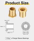 Flange Sleeve Bearing 16mm Bore 22mm OD 28mm Length Self Lubricating Sintered Bronze Bushing with size diagram