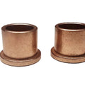 Two USA-made bronze flange sleeve bearings, showcasing the Built To Last Bronze Sleeve Bearing With Flange Made In The Usa Self Lubricating SAE 841