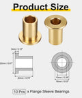 10 Pcs Flange Sleeve Bearings With 10mm Bore, 16mm OD And 20mm Length