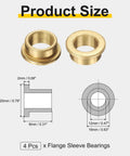 4 Pack Self Lubricating Sintered Bronze Flange Sleeve Bearings, 12mm Bore x 16mm OD x 8mm Length, with size diagram