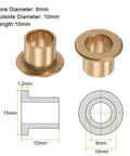 Two Pack Flanged Sleeve Bearing 8mm x 10mm x 10mm Bronze Oilless Bushing diagram and dimensions