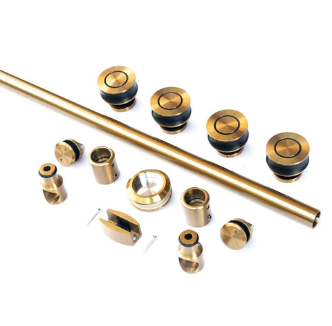 6.6ft Bronze Frameless Sliding Shower Door Hardware Set For Small Bathrooms Barn Style Rolling Track System In Stainless Steel With Bronze Finish