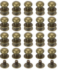 Bronze Ball Head Leather Rivet Set 20 Pieces With Screw Back Round Button Chicago Style for leather crafts.