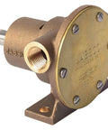 1673-1001 Marine 1673 Series Pulley Driven Flexible Impeller Pump in bronze, showing side view with 1/2" NPT port.