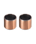 Pair of bronze sintered sleeve bearings with 3/4 inch bore, 7/8 inch outer diameter, and 3/4 inch length for low friction applications.