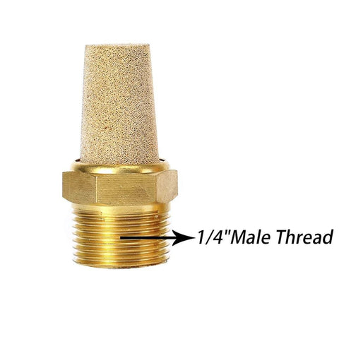 Air Pneumatic Mufflers, 1/4" Male Thread Sintered Bronze Exhaust Muffler Silencer, close-up of one unit from pack of 10.