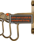 Close-up of bronze wall Pot Rack - Pots & Pans Hanging Rack with 8 Hooks, Double Bars, showing hooks and noiseproof O-ring, Pack of 2