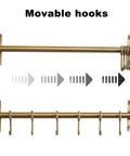 Pot Rack - Pots & Pans Hanging Rack with 8 Hooks, Double Bars, Wall Mounted, Bronze, Pack of 2 showing movable hooks