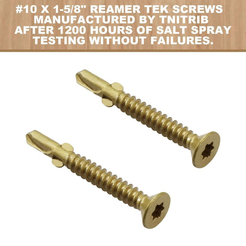 Number Ten By One And Five Eighth Inch Reamer Tek Torx Star Head Self Drilling Screws For Wood To Metal Fastening In Trailers And Flatbeds Heavy Duty Bronze Star Triple Coated With T25 Drive 130 Count